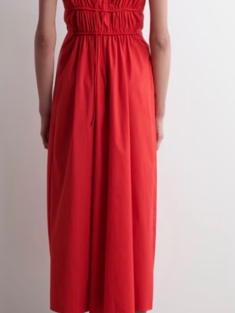 COS Gathered Cotton MIDI dress red size 4 - Picture 2 of 7